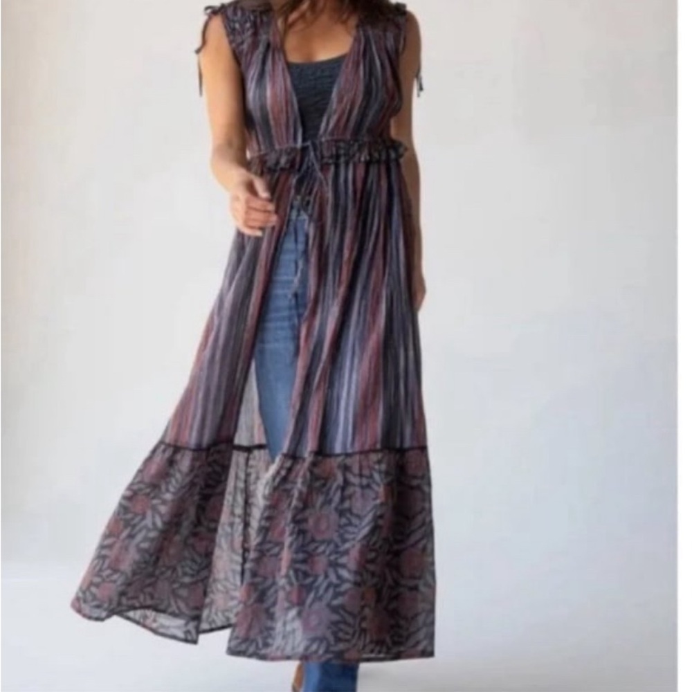 Purple Gray Tiered Ruffled Maxi Sundress